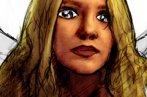 hand drawn coloration blond girl